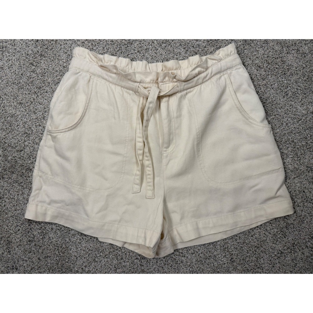 Old Navy Shorts Paperbag High Waist‎ Twill L Off-White Casual Drawstring Pocket